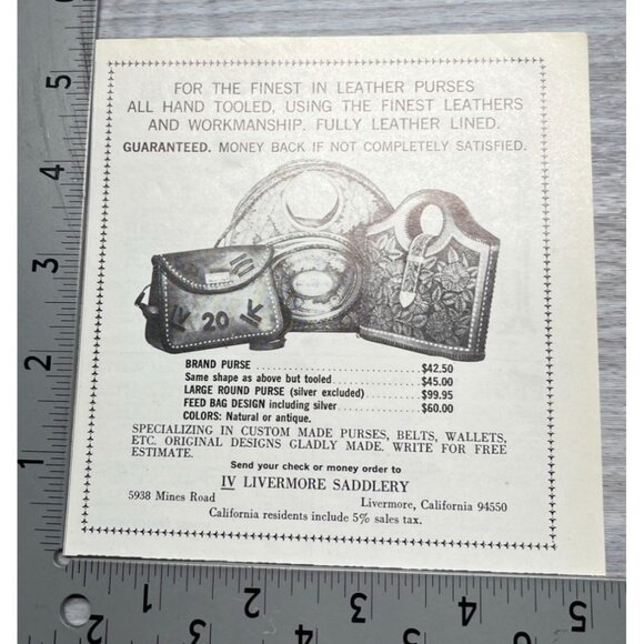 IV Livermore Saddlery Vintage Print Ad 1970s Western Bags Purses Fashion - Picture 2 of 6